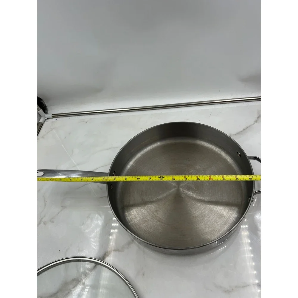 Tools of the Trade Basics 12 Inch 5QT Stainless Steel Saute Pan with Glass Lid